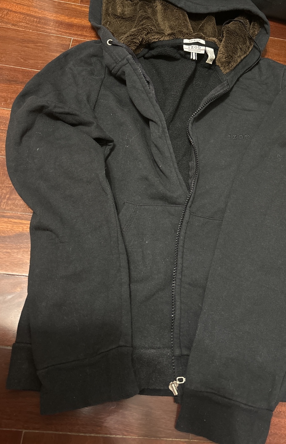 IZOD Movement Black Fleece Lined Zip Up Hoodie