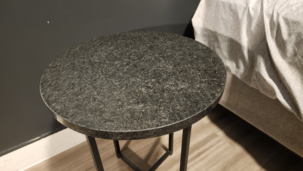 Round Black Marble End Table - photo 3