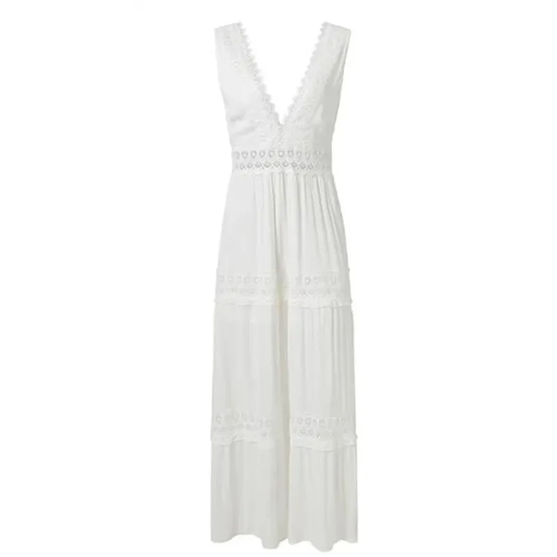 White Resort style Maxi Dress image indicator(2)