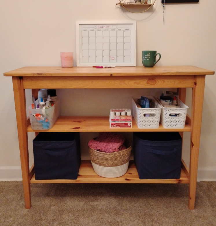 Wooden Narrow Console Table with Shelves