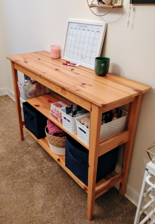 Wooden Narrow Console Table with Shelves - photo 2