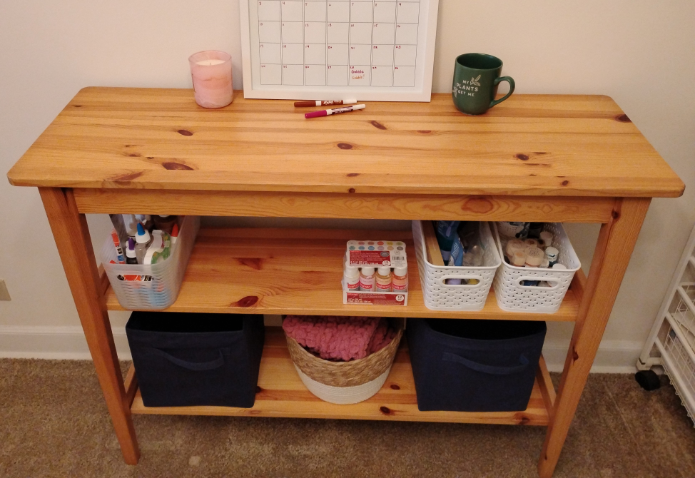 Wooden Narrow Console Table with Shelves - photo 3
