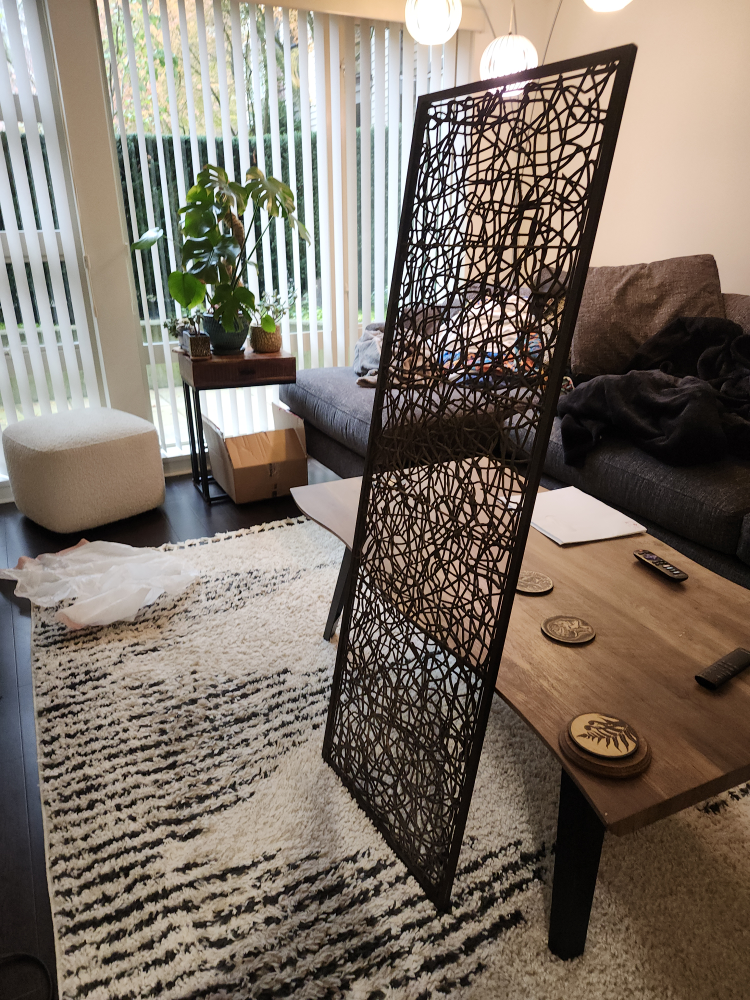 Decorative Metal frame & Woven Wood Privacy Screen