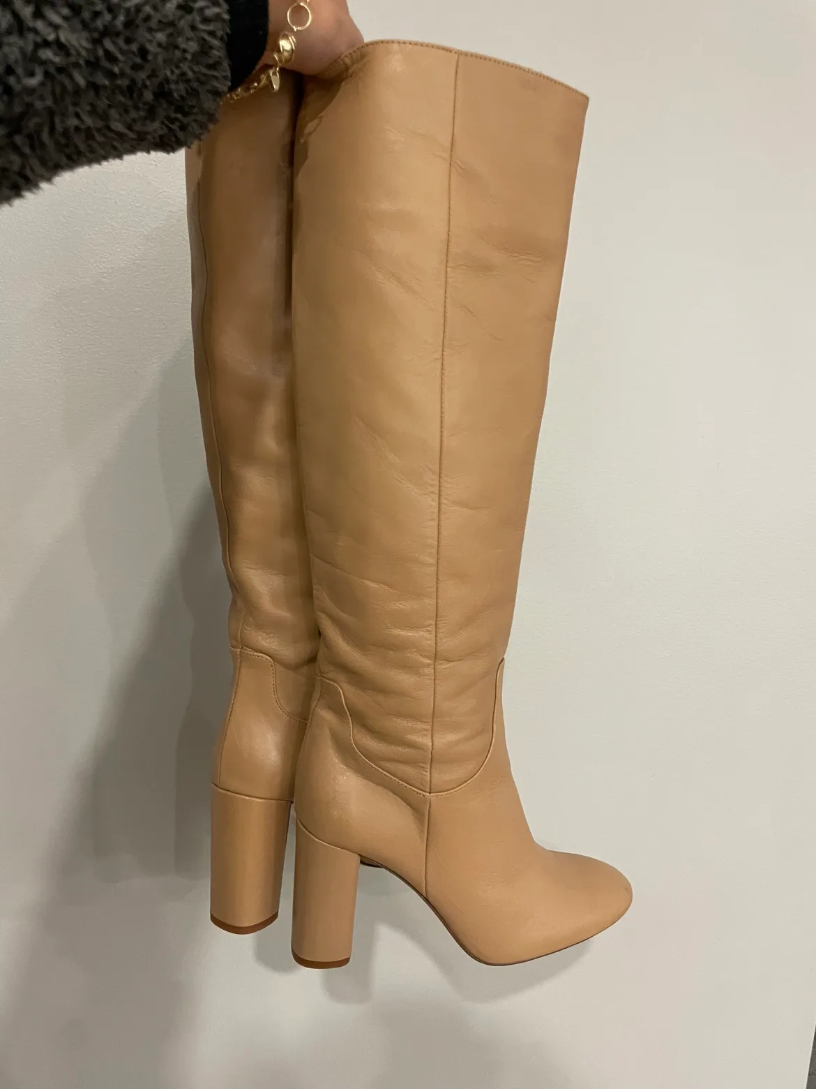 Zara tan leather boots image indicator(2)