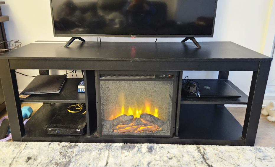 Black TV Stand with Electric Fireplace