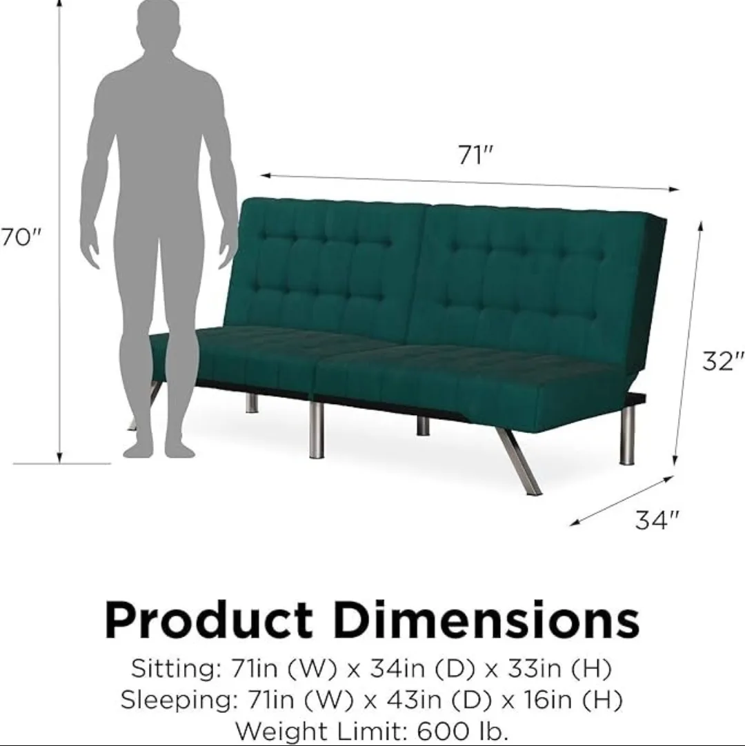 Green Futon Sofa Bed Couch with Reclining Back image indicator(3)