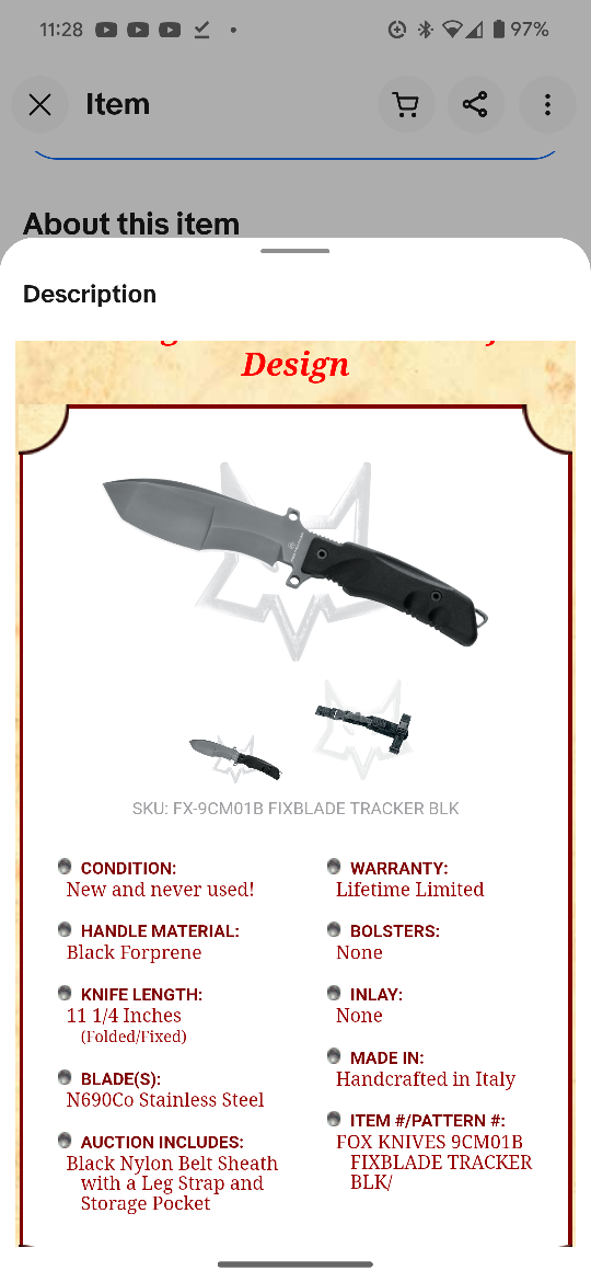 Fox Knives Tracker FX-9CM01B - photo 5