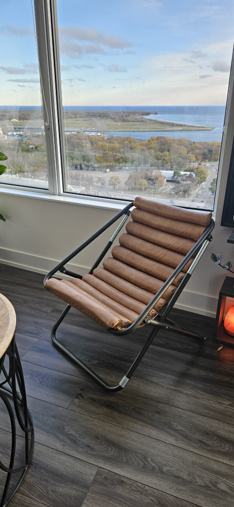 Brown VEGAN Leather Folding Lounge Chair - photo 2