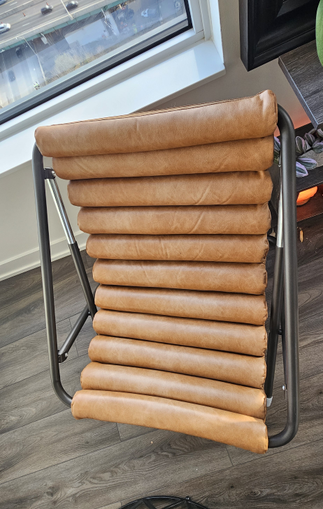 Brown VEGAN Leather Folding Lounge Chair - photo 4