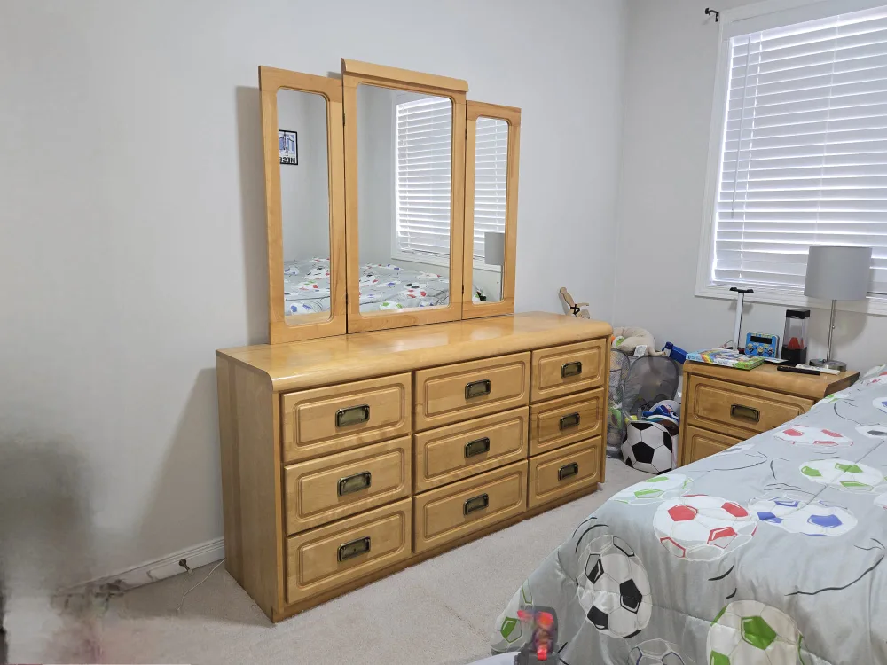 Wooden Dresser and Nightstand Set thumbnail