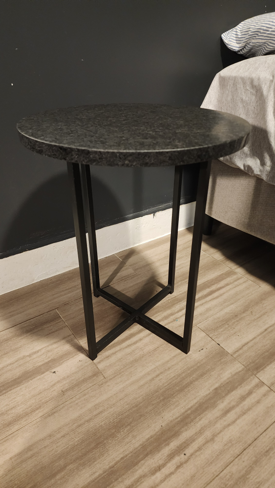 Round Black Marble End Table
