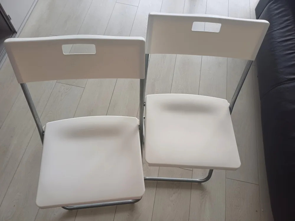 Set of 2 White Folding Chairs thumbnail