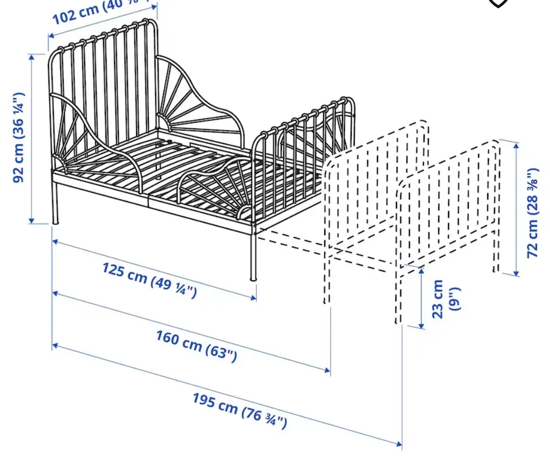 Ikea Minnen white extendable bed image indicator(2)