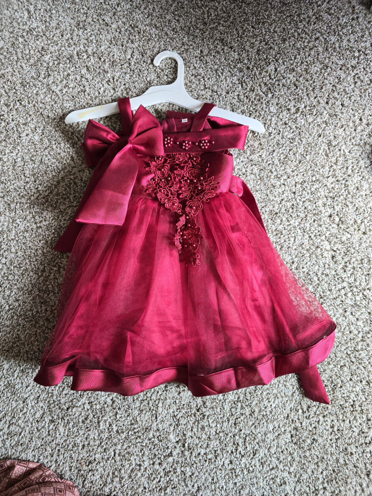 Red Baby Girl Dress with Bow - photo 3