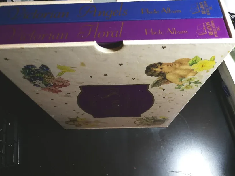 Vintage Victorian Photo Albums Book Set of 2 Floral & Angels image indicator(9)