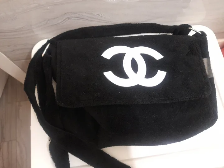 Chanel Terry Cloth Velour Black Bag 🧡🥕 thumbnail
