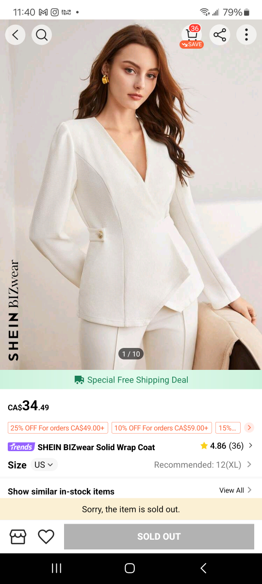 SHEIN BIZwear Solid Wrap Coat