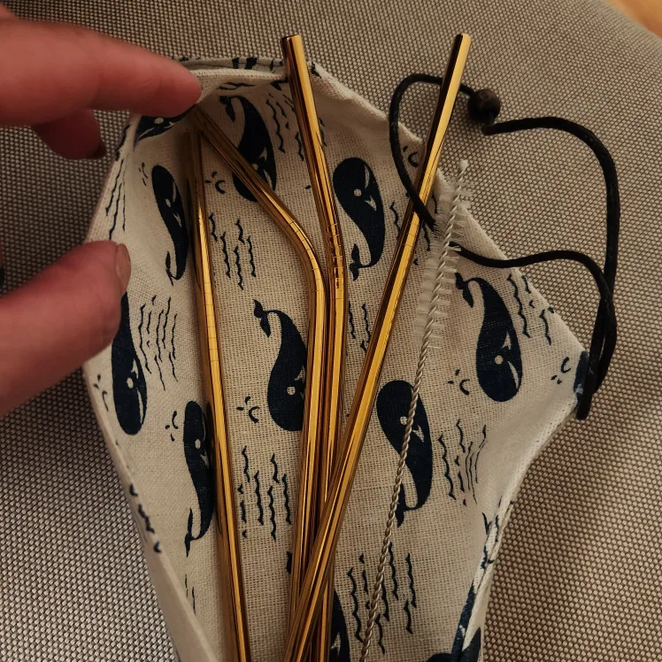 Reusable Metal Straws with Carrying Case 🧡 image indicator(3)