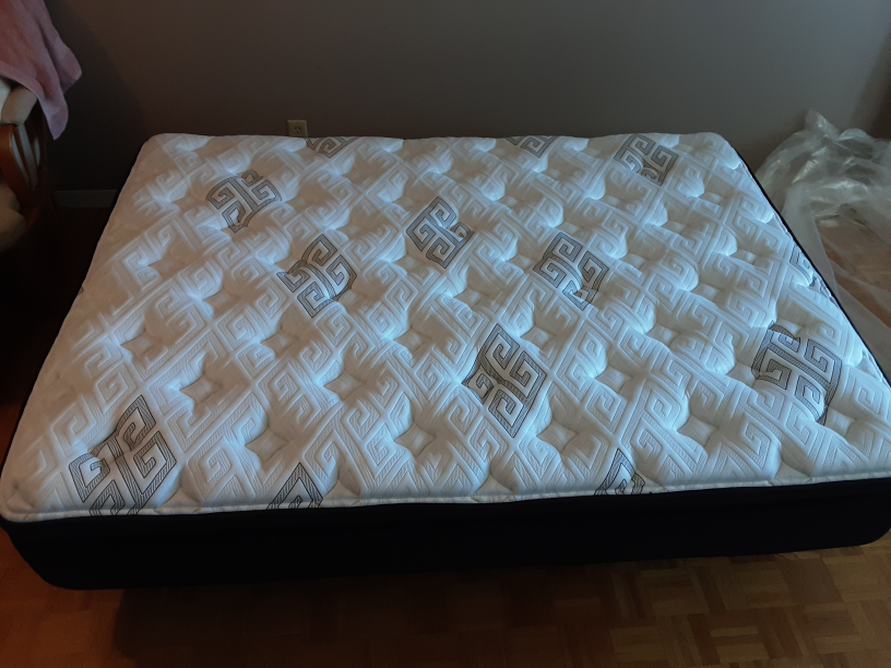 Full/double size 11" mattress, bed frame, mattress protector