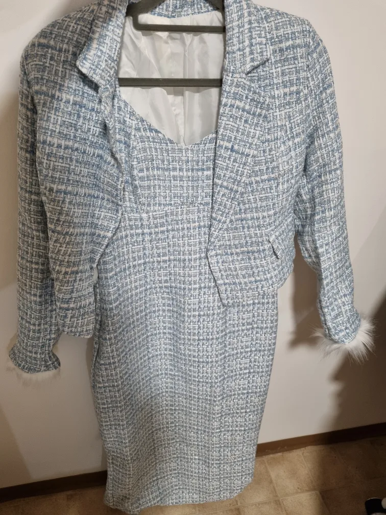 Blue Tweed Dress and Jacket Set image indicator(2)
