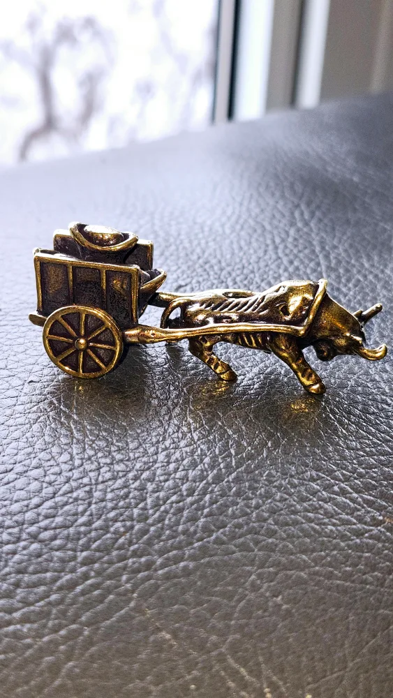 Brass Bull and Cart Figurine thumbnail