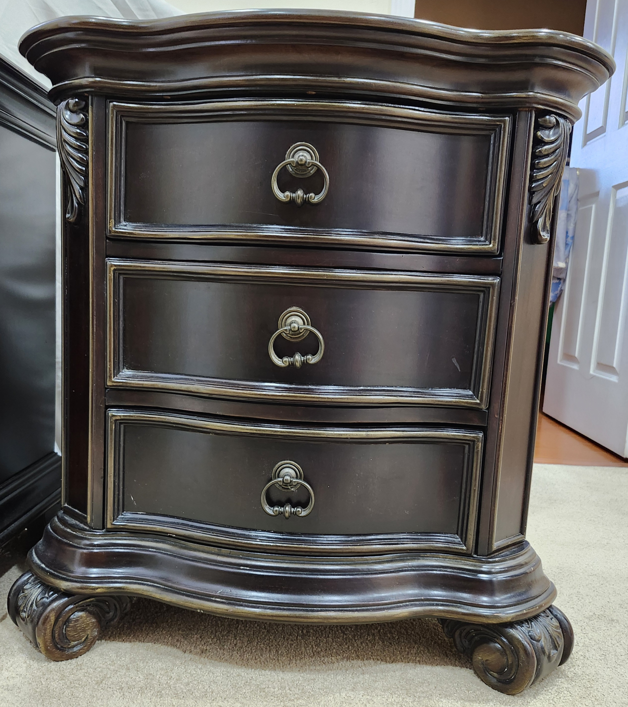 European Style Dark Brown 2 Nightstands and Chest/Dresser - photo 2