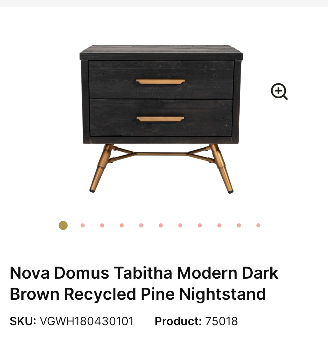 Nova Domus Tabitha Modern Dark Brown Recycled Pine Nightstand