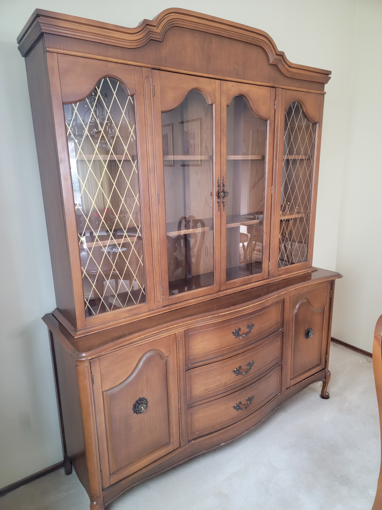 Cherry wood French provincial dining set and china cabinet