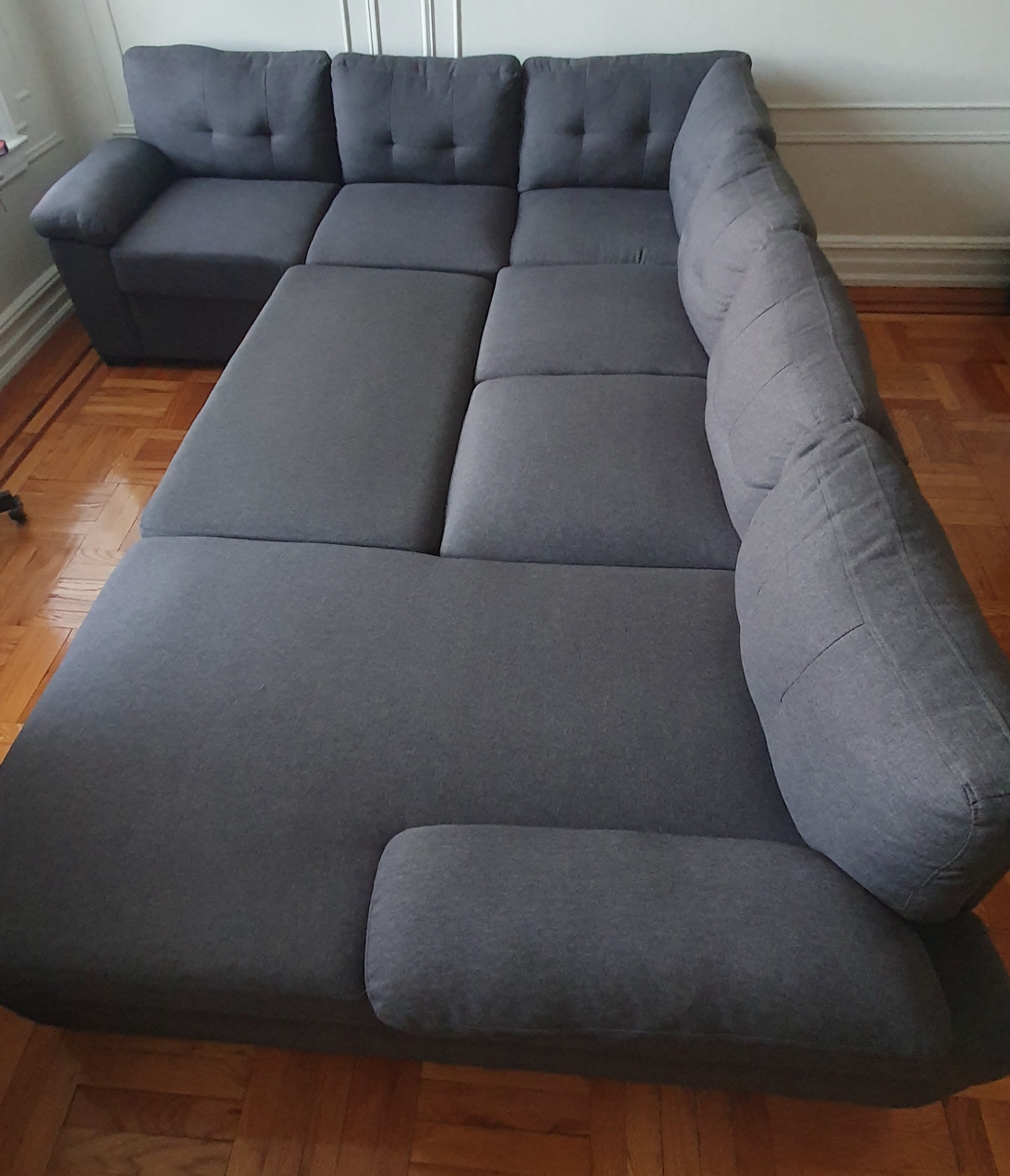 Dark Grey Sectional Sleeper Sofa with Storage - photo 2