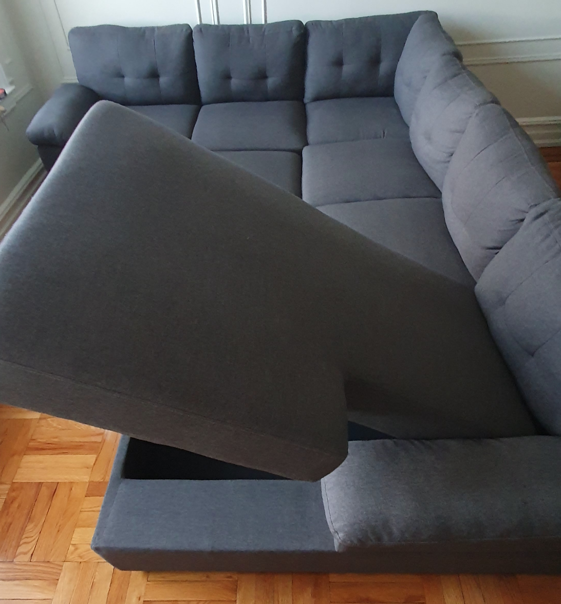 Dark Grey Sectional Sleeper Sofa with Storage - photo 3