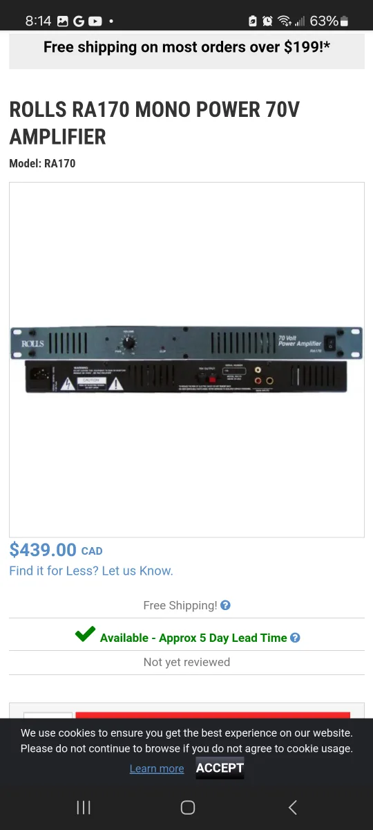 Rolls RA170 70V Power Amplifier and REQ131 31 band equalizer image indicator(3)