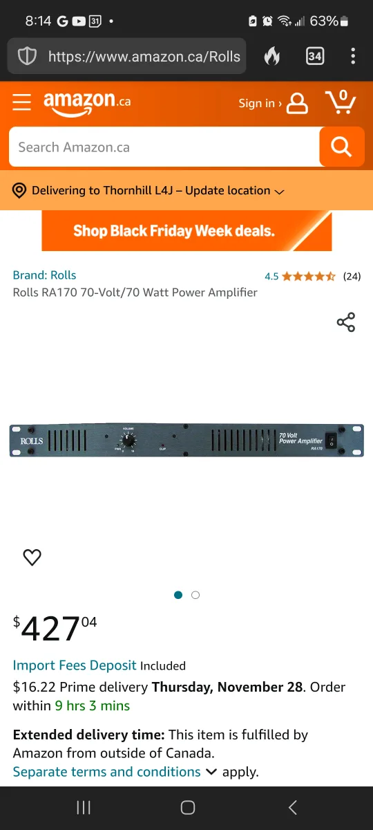 Rolls RA170 70V Power Amplifier and REQ131 31 band equalizer image indicator(4)