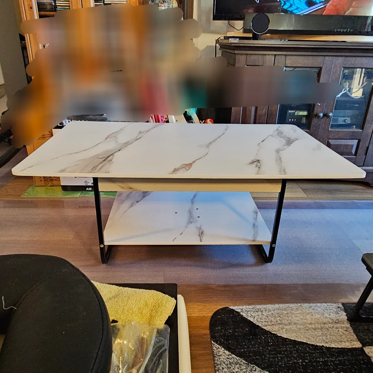 Faux Marble Coffee Table with Shelf thumbnail
