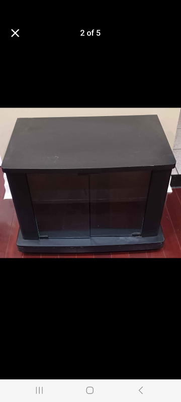 Black TV Stand with Glass Doors