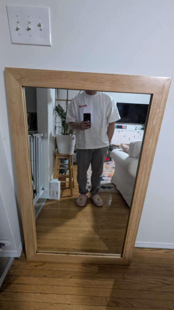 Mirror with wood frame