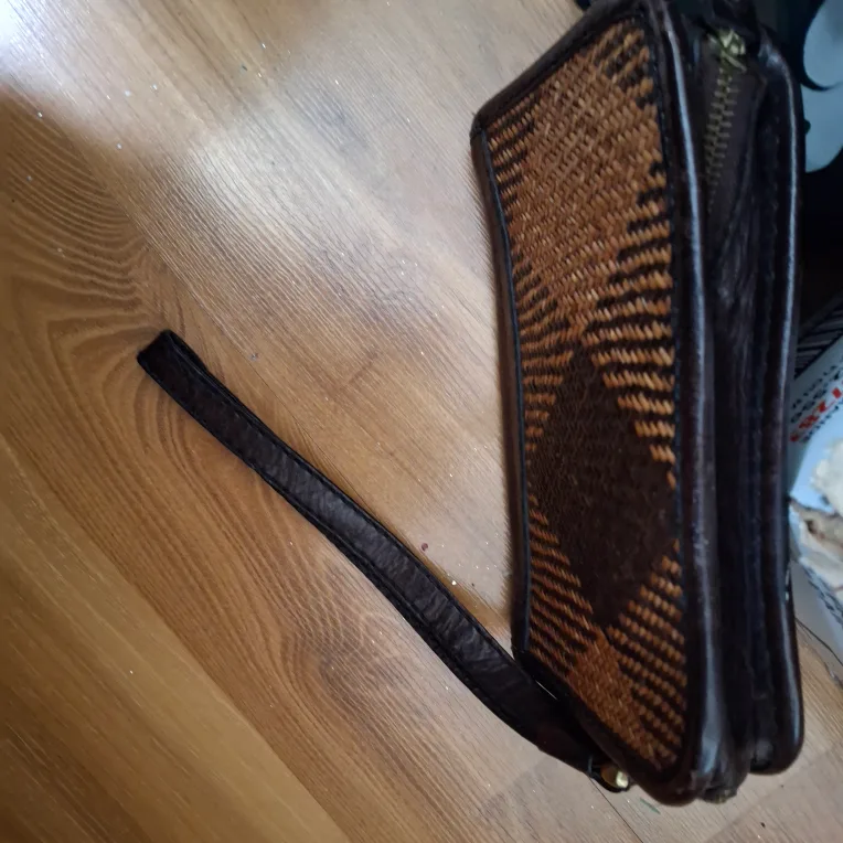 Brown Leather Clutch with Woven Detail image indicator(2)