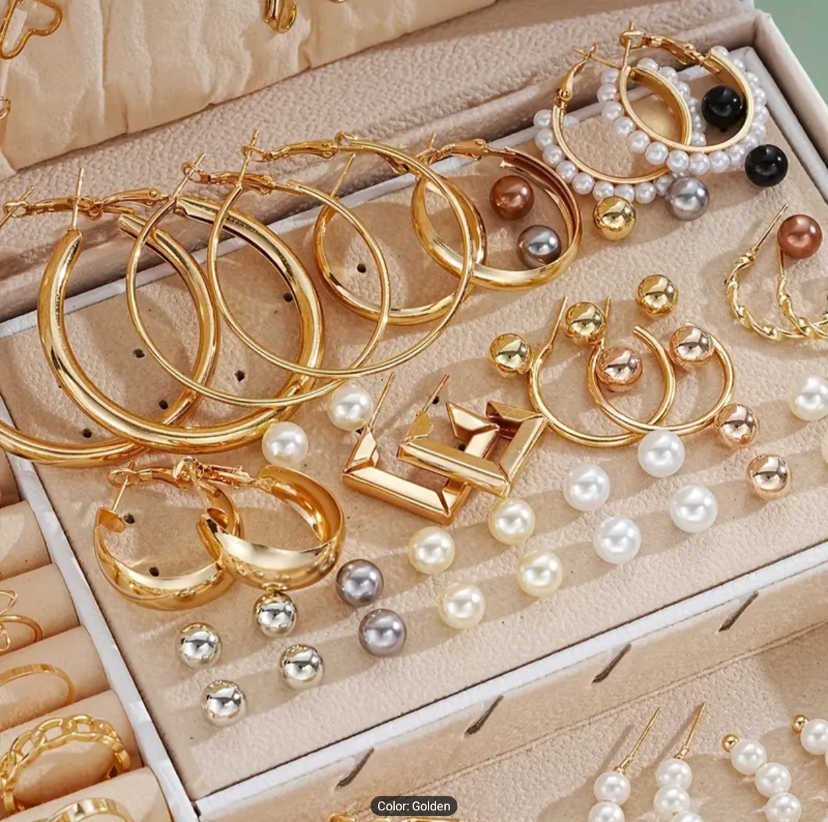 86pc Gold Layered Necklace, Earrings & Ring Set - photo 3