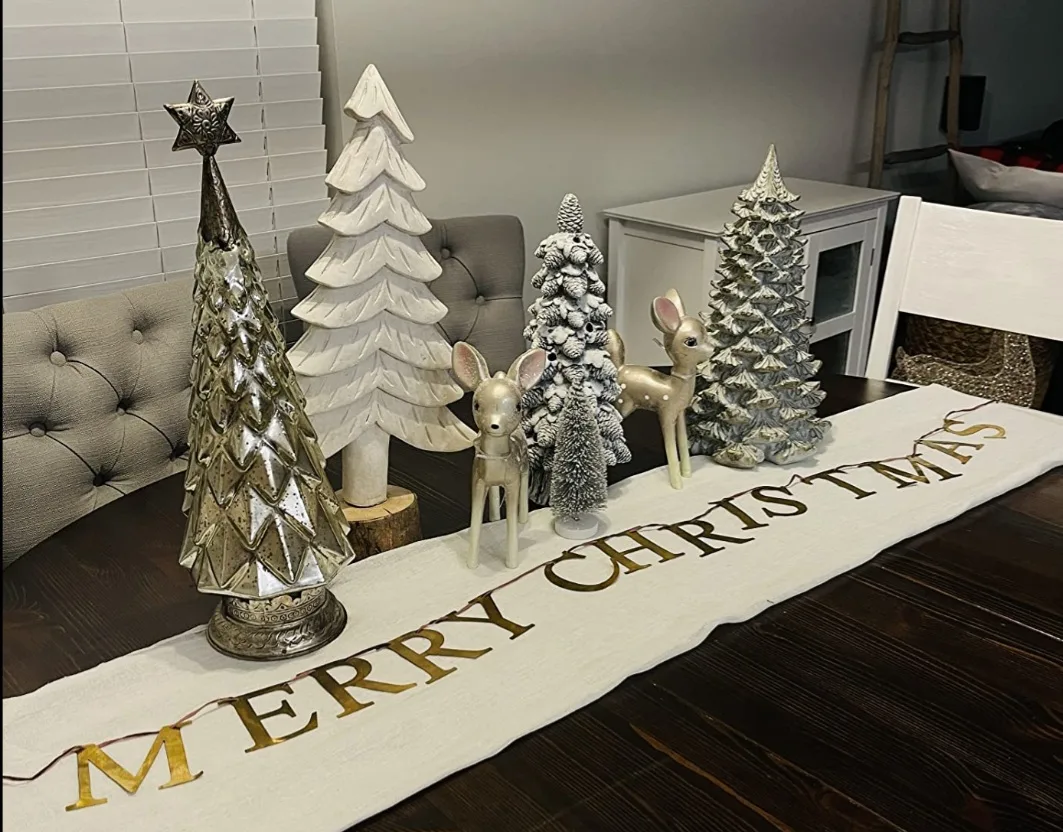 55" Merry Christmas, Brass Finish Metal Garland Banner image indicator(9)