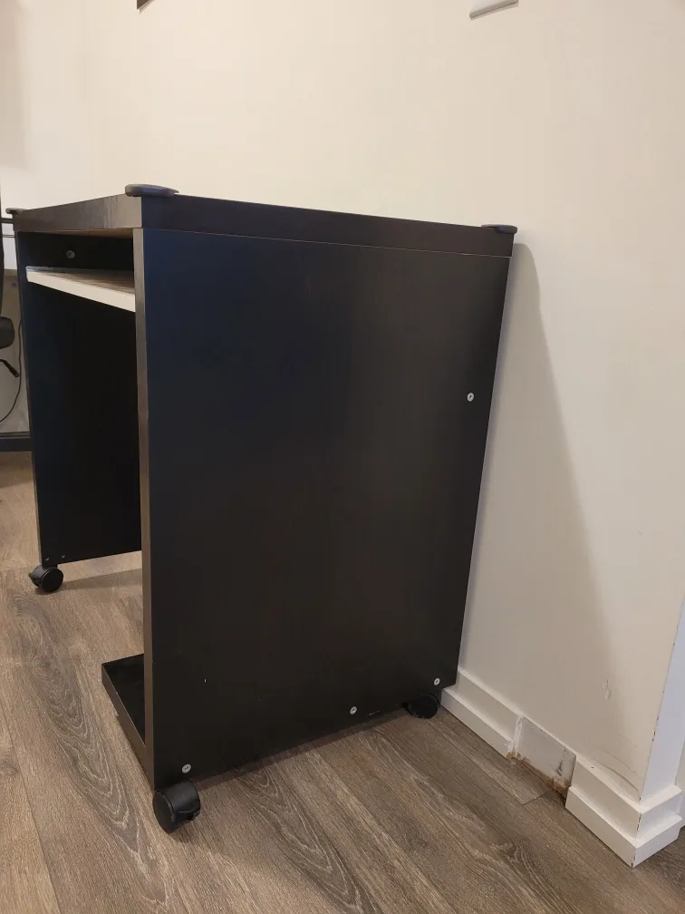 Black Computer Desk with Keyboard Tray on Wheels image indicator(2)