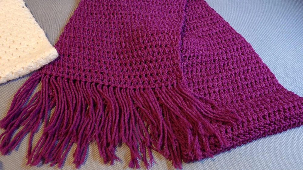 Purple and White Hand-knitted Scarves image indicator(3)