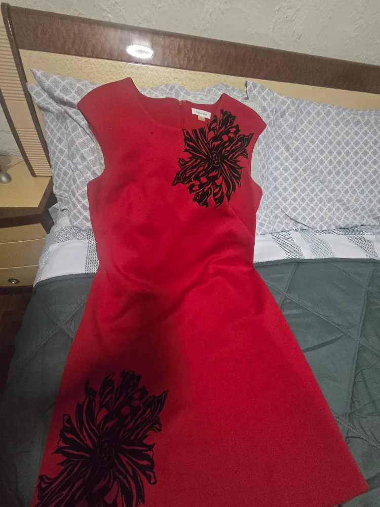 Calvin Klein Red Floral Dress Size 12 thumbnail