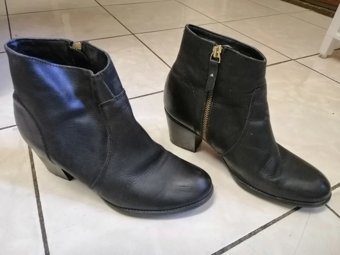 Black leather ankle boots