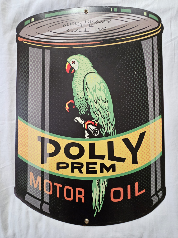Vintage Polly Prem Motor Oil Sign