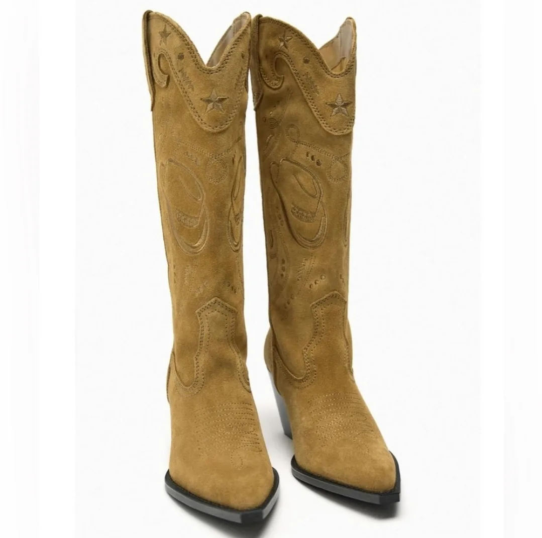 Zara Suede Cowboy Boots image indicator(3)