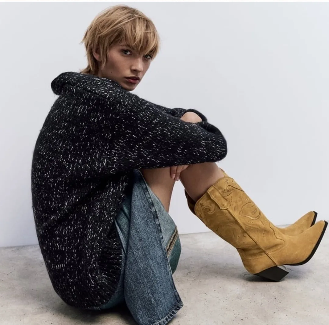 Zara Suede Cowboy Boots image indicator(5)