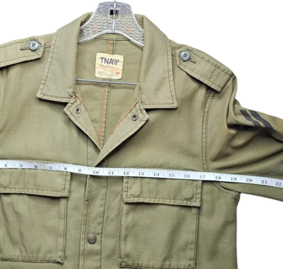 TNA Army Green Cotton Military Jacket size medium image indicator(9)