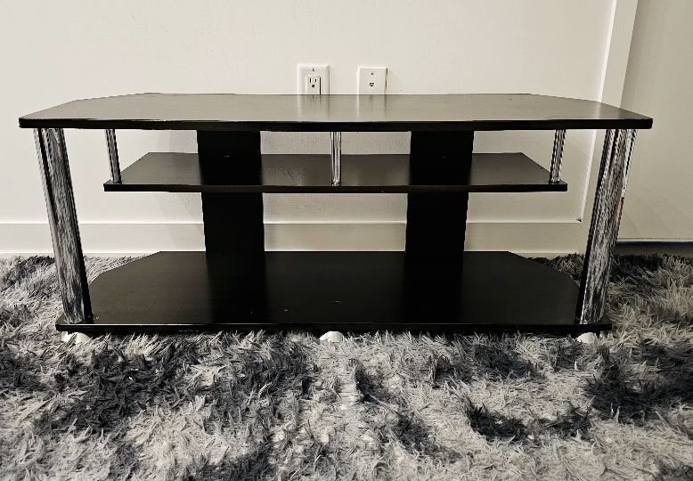 Black TV Stand with Silver Accents, Move out sale