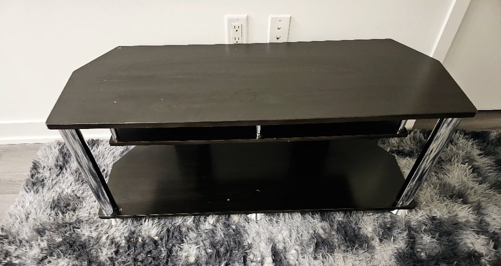 Black TV Stand with Silver Accents, Move out sale - photo 2