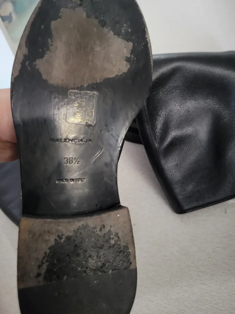 BALENCIAGA Black Leather Knee-High Boots image indicator(7)