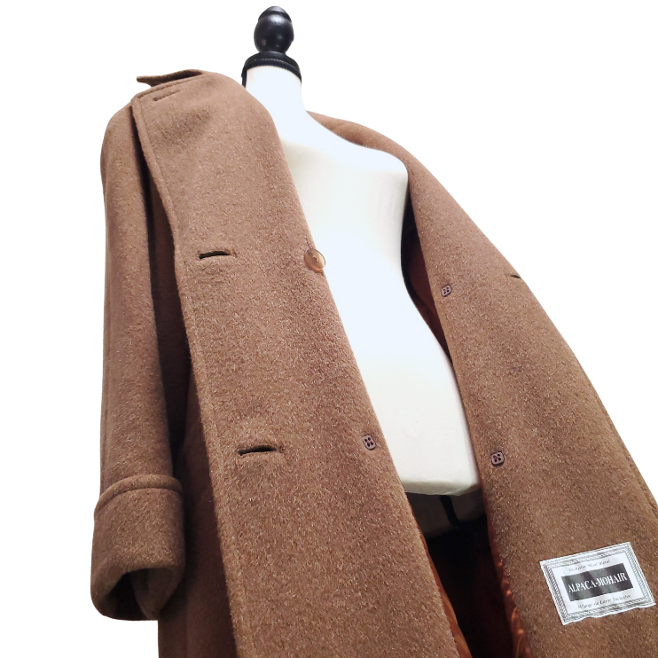 Alpaca Wool Blend Double-breasted Extra Long Overcoat